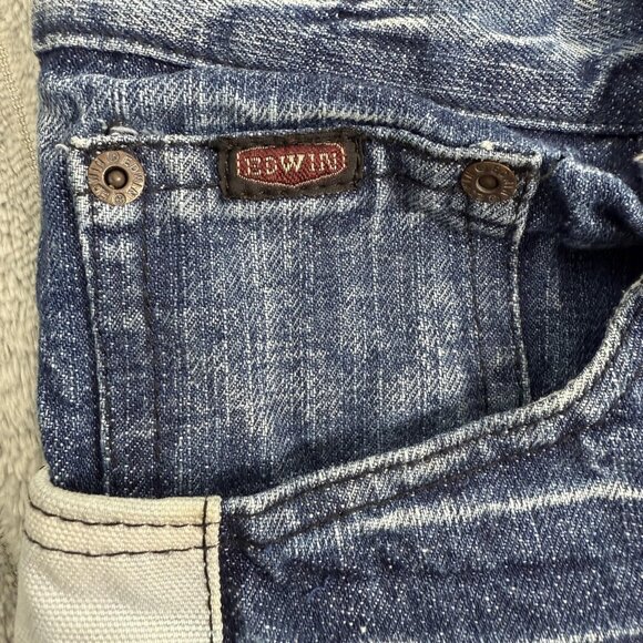 Edwin Jeans Mens 34x30 Straight Wide Distressed Streetwear‎ Underworld Logo Blue - Picture 11 of 14